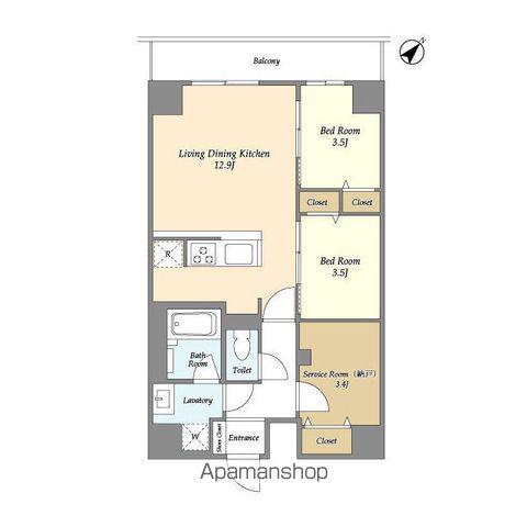 グランカーサ西葛西(2SLDK/5階)の間取り写真