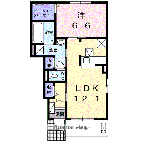 サスナムーン(1LDK/1階)の間取り写真