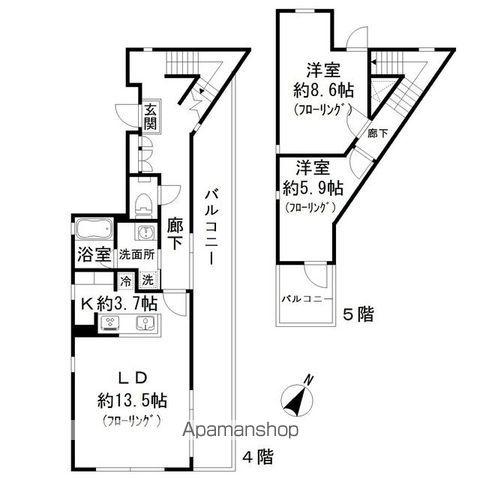 WーHOUSEIII(2LDK)の間取り写真