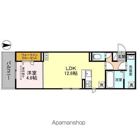 D-ROOM盛岡本宮 C棟(1LDK/3階)の間取り写真
