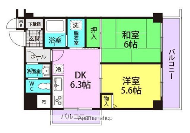セントラル第二東園田(2DK/3階)の間取り写真