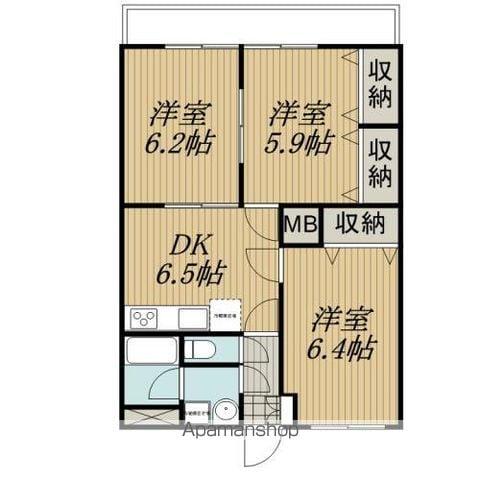 マンションサンドリヨン(3DK/3階)の間取り写真