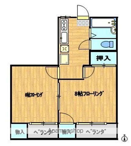 コーポイースト(2K/2階)の間取り写真