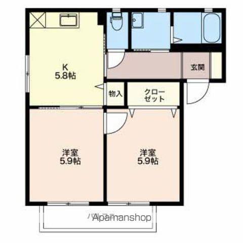 フォンテーヌ東ABCD(2K/2階)の間取り写真