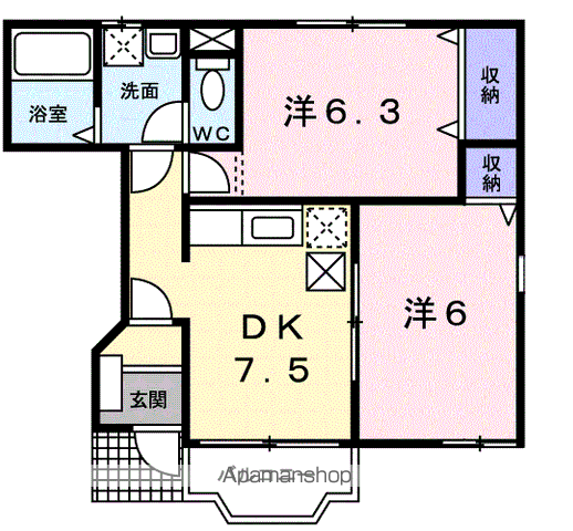 イスタナ(2DK/1階)の間取り写真