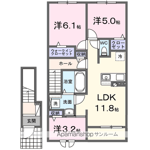 ニコリヴⅠ(3LDK/2階)の間取り写真