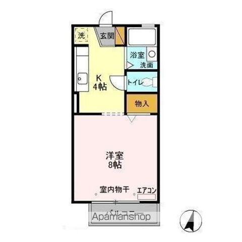 サニーヒルズ(1K/2階)の間取り写真