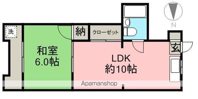 広栄マンションⅥ(1LDK/1階)の間取り写真