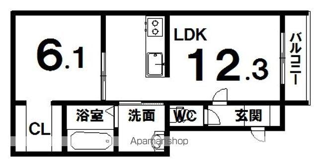 プラシード5(1LDK/2階)の間取り写真