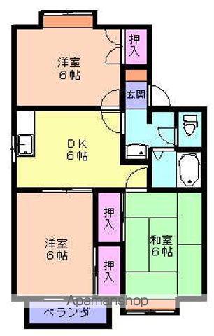 メンバーズタウン末広D棟(3DK/2階)の間取り写真