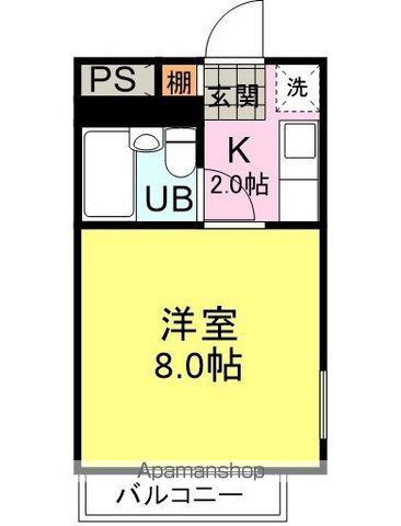 コーポ山の田東(1K/2階)の間取り写真