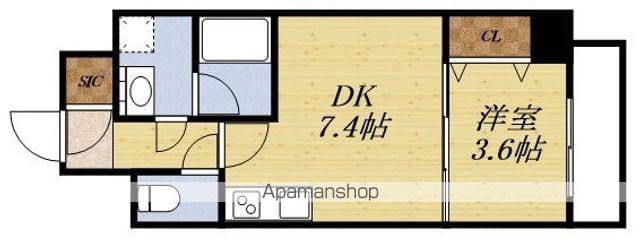 スプランディッド江坂Ⅲ(1DK/10階)の間取り写真