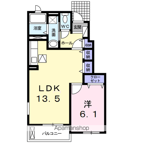 メゾンド ソレイユ ブラン(1LDK/1階)の間取り写真