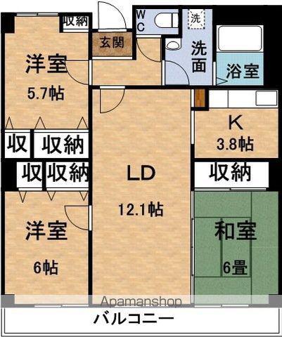 グランデュール北神戸(3LDK/5階)の間取り写真