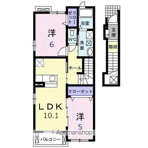 サンセレーノⅠ(2LDK/2階)の間取り写真