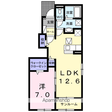 ラ・フィオリーナⅡ(1LDK/1階)の間取り写真