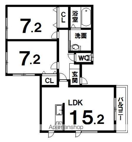 CREA(2LDK/3階)の間取り写真