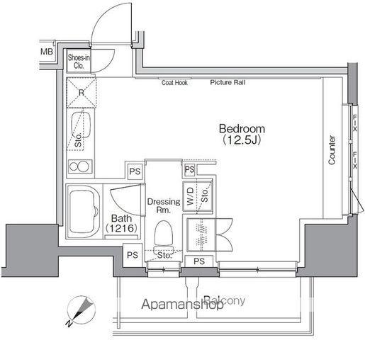 ザ・パークハビオSOHO横浜関内(ワンルーム/8階)の間取り写真