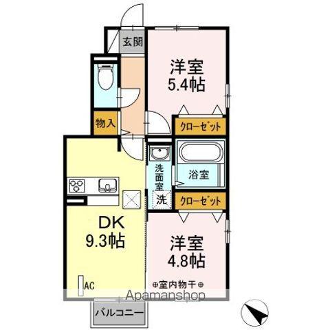 磐越東線 船引駅 バス乗車時間:10分 東部台四丁目バス停で下車 徒歩5分 2階建 築9年(2DK/1階)の間取り写真