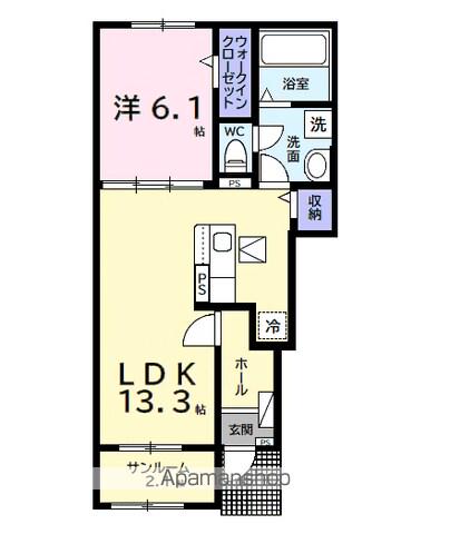 プレリュード(1LDK/1階)の間取り写真