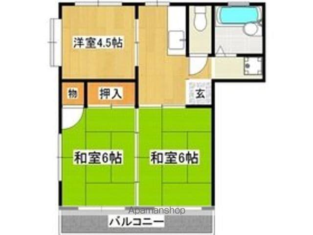 コーポ向山 B棟(2DK/2階)の間取り写真