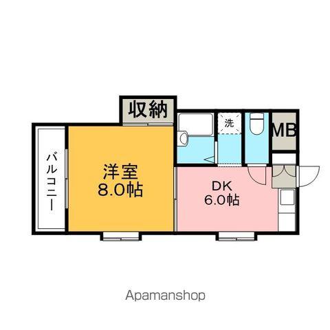 シャトレ東合川(1DK/2階)の間取り写真