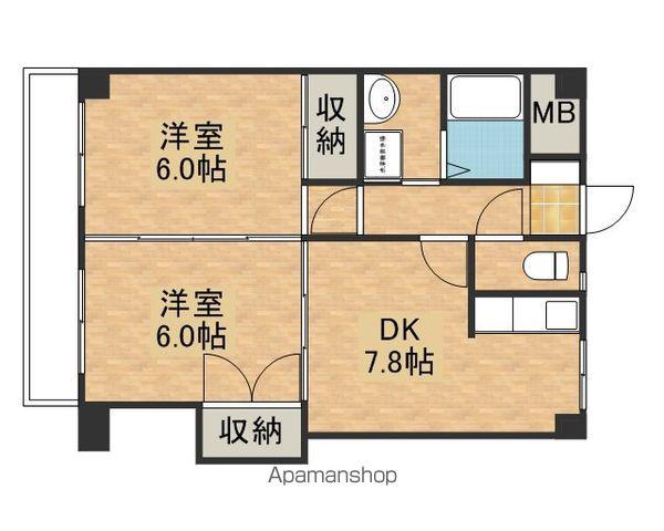 シャトレアンジェⅢ(2DK/2階)の間取り写真