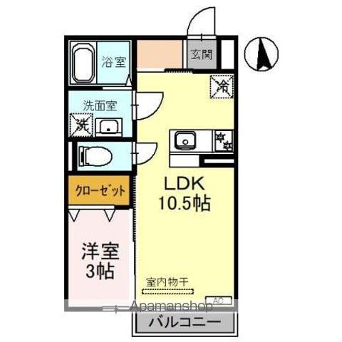 ディアコート一富士(1LDK/2階)の間取り写真