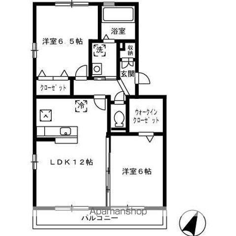 マインパレスⅡ A・B棟(2LDK/1階)の間取り写真