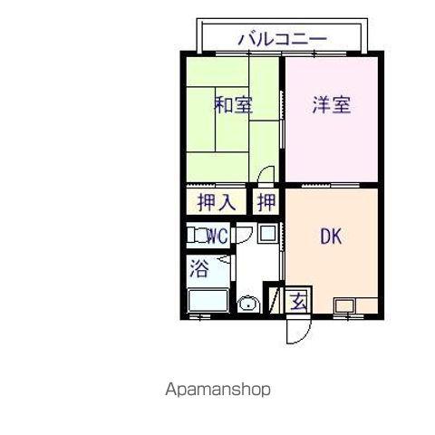 ハイツ新町3号棟(2DK/1階)の間取り写真