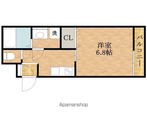 アンレーヴ羽衣(1K/2階)の間取り写真