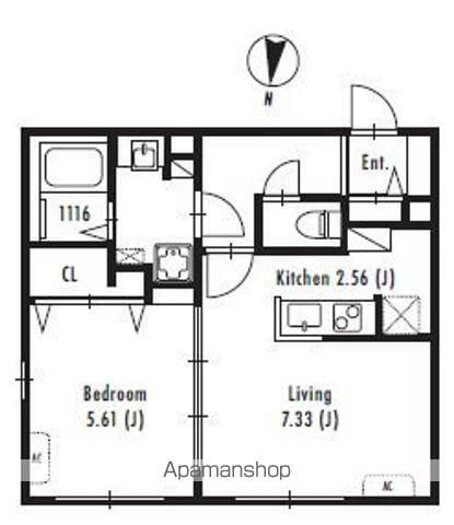 プライマル中野新橋(1LDK/2階)の間取り写真