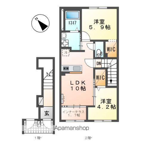 サクラテラス(2LDK/2階)の間取り写真