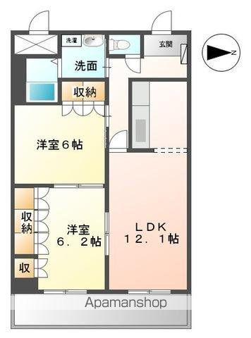 グレイスヴィラA棟(2LDK/1階)の間取り写真