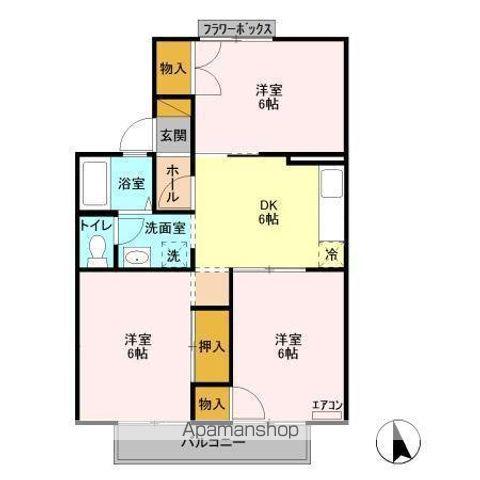 パールハイツ米村(3DK/1階)の間取り写真