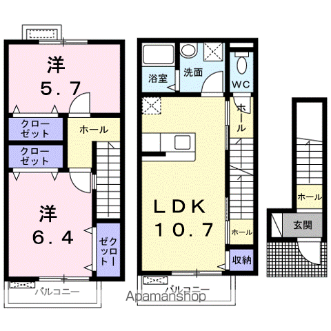 レイクパレット(2LDK/2階)の間取り写真