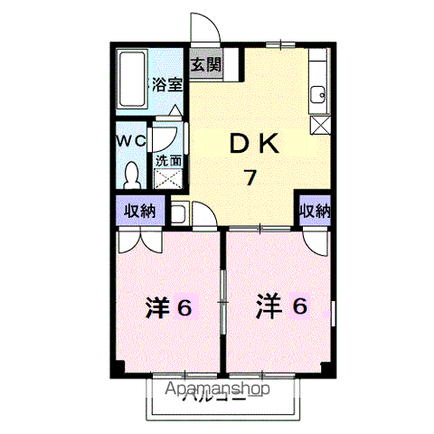 グリーンビレッジA(2DK/2階)の間取り写真