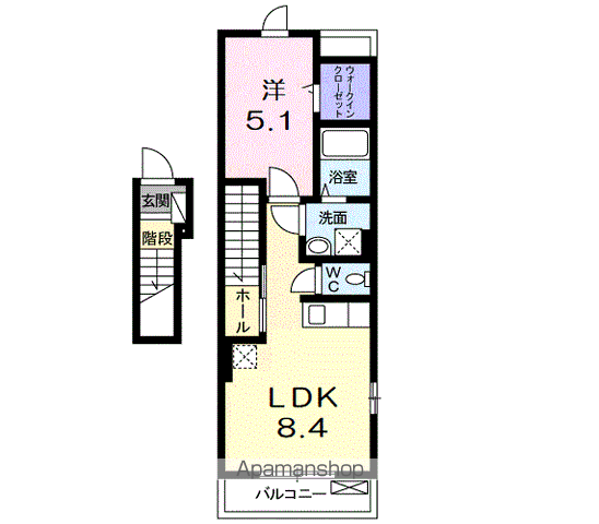 BELLA LUCE(1LDK/2階)の間取り写真