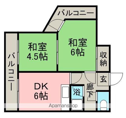 ハイツ・フランセ19(2DK/4階)の間取り写真