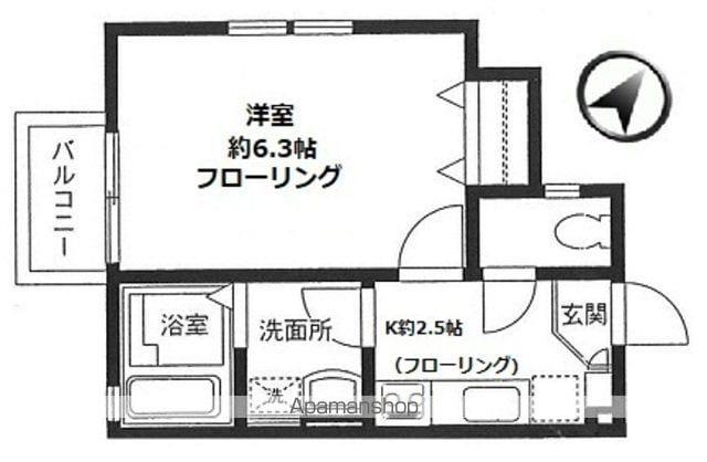 アンジェリーク上永谷(1K/2階)の間取り写真