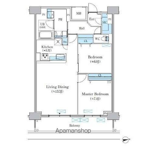 ロイジェント日吉Ⅱ(2LDK/12階)の間取り写真