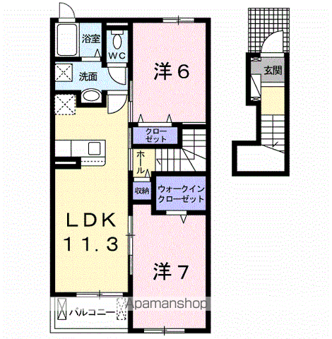 M・R・M 岩出Ⅰ(2LDK/2階)の間取り写真