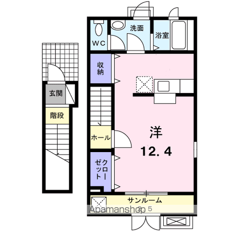 メリオル(ワンルーム/2階)の間取り写真