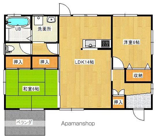 吉都線 谷頭駅 徒歩1分 1階建 築21年(2LDK)の間取り写真
