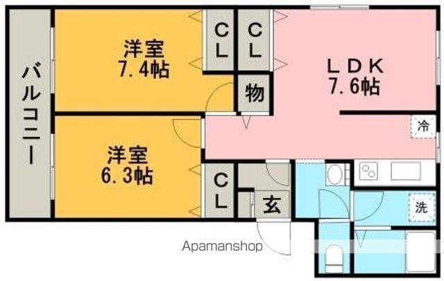 ピアコートⅠ(2LDK/1階)の間取り写真