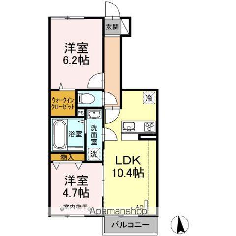 ガーデンベル イースト(2LDK/1階)の間取り写真