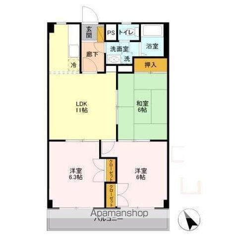 山善ビル(3LDK/3階)の間取り写真