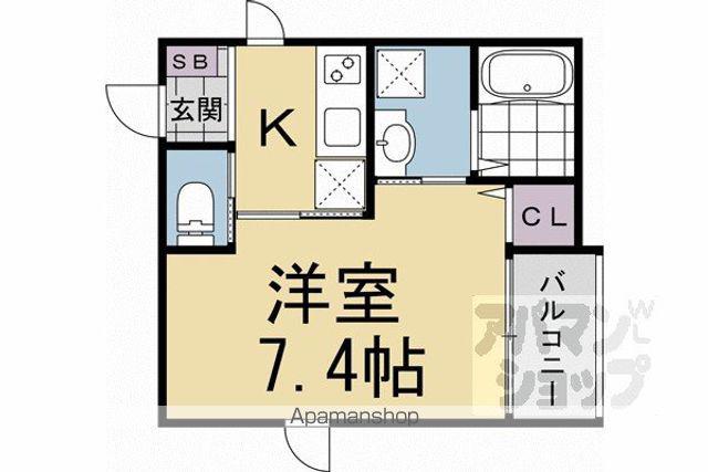 YUーAMOUR西院(1K/2階)の間取り写真