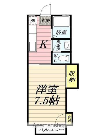 ライフアップ東海2(1K/1階)の間取り写真