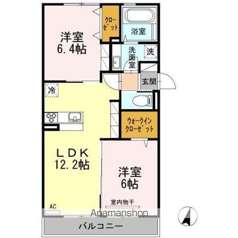 DーROOM田布施(2LDK/3階)の間取り写真